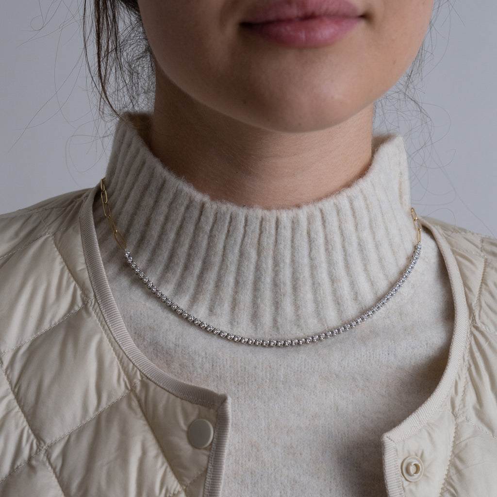 Paperclip Tennis Necklace - Aspen Factor